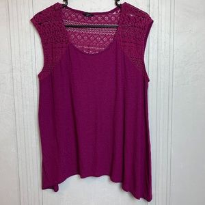 a.n.a Fuchsia Lace Sleeveless Top